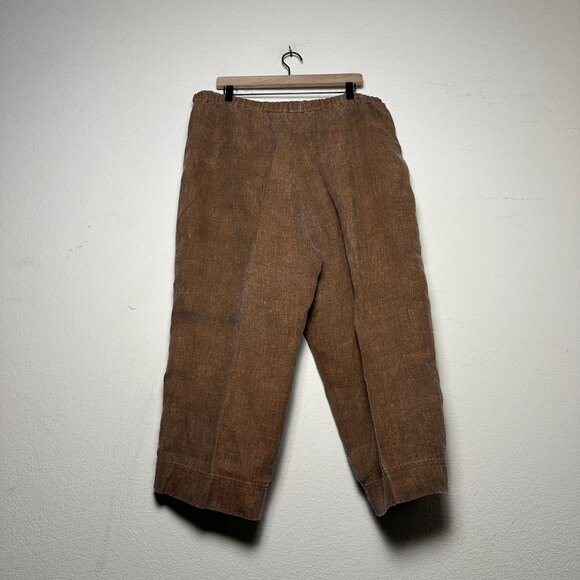 VTG Chico Design Linen Stretch Elastic Pant Women 3 Brown Tan Capri Boho Comfy - Picture 1 of 8